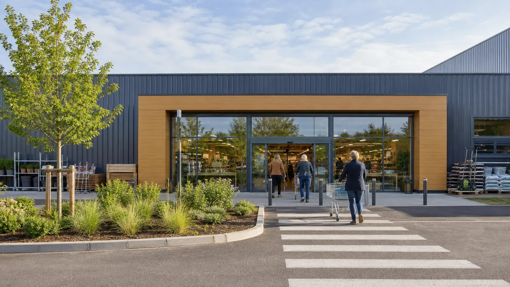 Entrée d’un magasin de bricolage générique en France